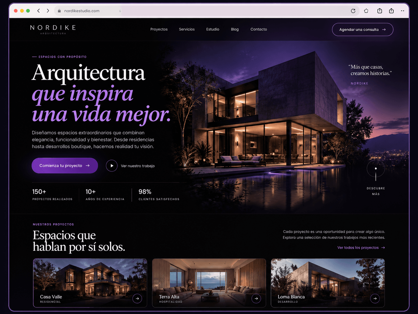 Ejemplo de un sitio web premium creado con Créalo AI